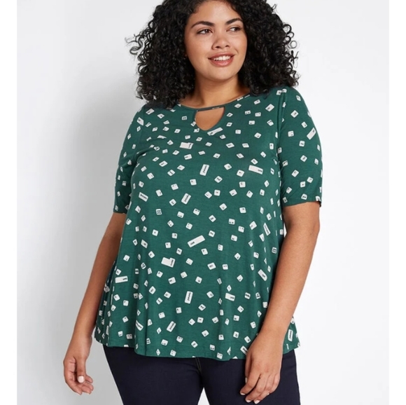 ModCloth Simple Is In Keyhole Top Green Button - Picture 4 of 8